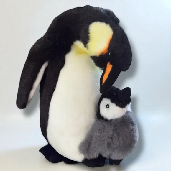 DEMDACO 9” Cuddly, Soft Plush Toy Stuffed Animal Mother & Baby Penguin NWT - Picture 5 of 9